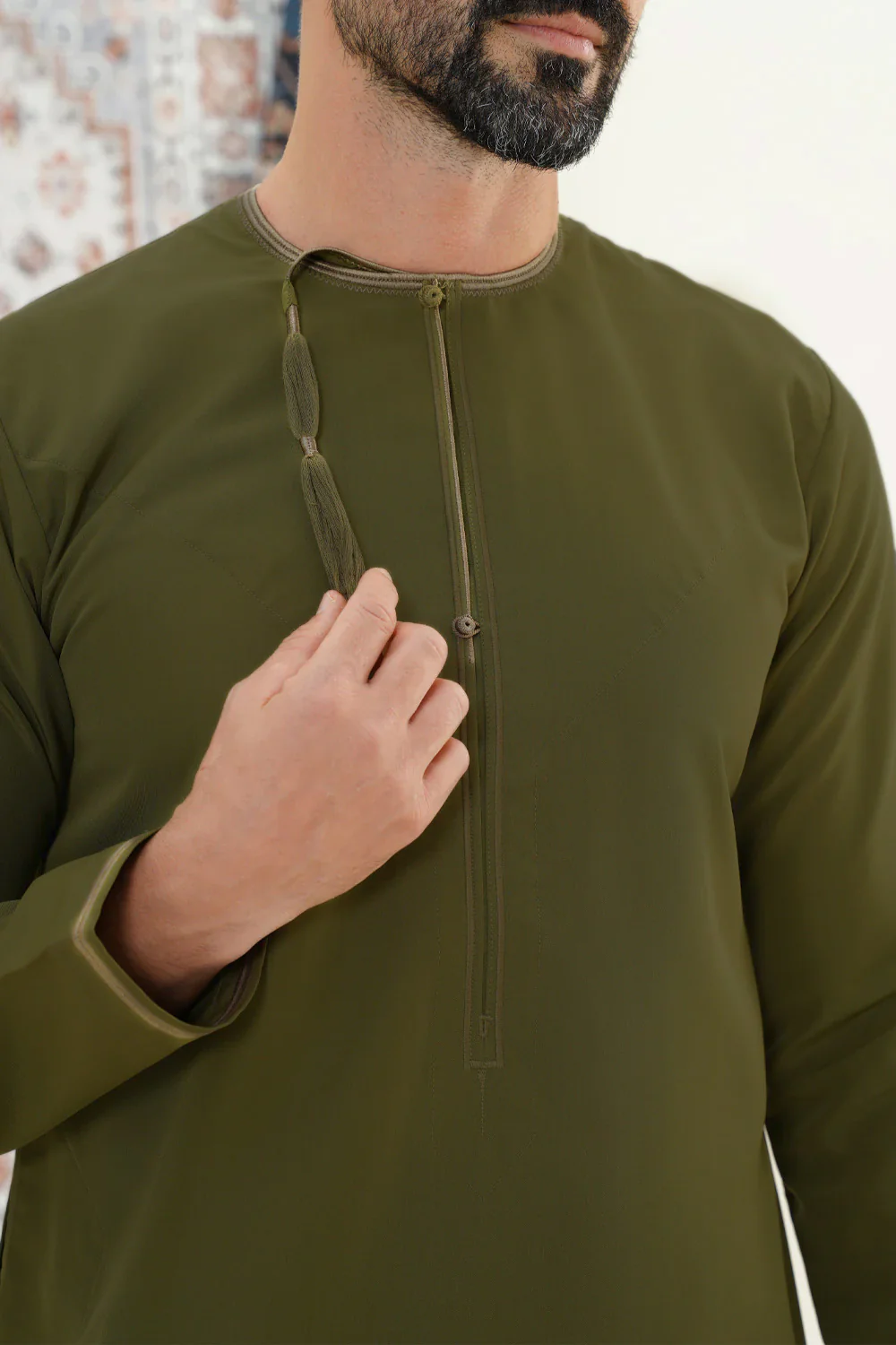 Omani Forest Green Boys Thobe - Image 2
