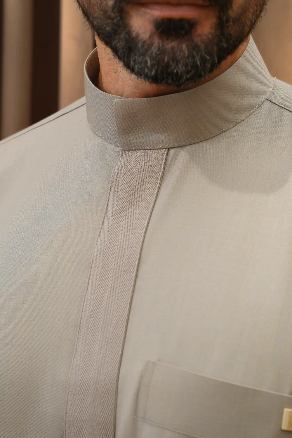 Taupe Herringbone Thobe - Image 2